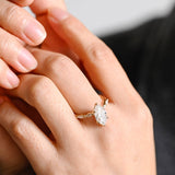Stunning 1.0 - 2.0 CT Marquise Moissanite Engagement Ring with Pave & Hidden Halo Design 6