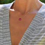 0.08 CT Round Ruby Lab Made Diamond- July Birthstone Necklace 6