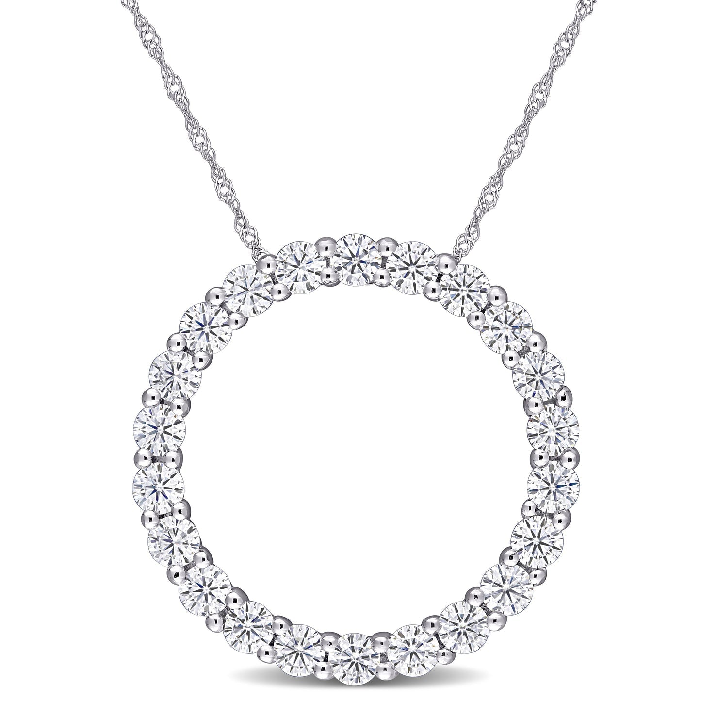 Round Cut Cubic Zirconia in 925 Sterling Silver Necklace 1