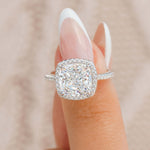 Stunning 3.0 CT Cushion Moissanite Engagement Ring with Pave & Halo Design 5
