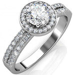 Round Cut Halo & Pave Style Cubic Zirconia in 925 Sterling Silver Ring 1