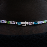 35 CT Oval & Round Moissanite Diamond Multicolor Tennis Silver Necklace For Him 5