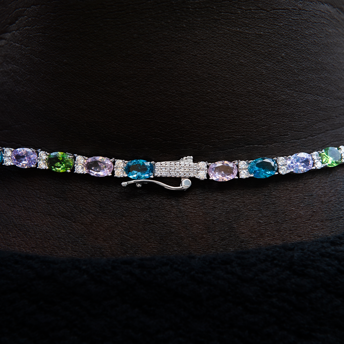 35 CT Oval & Round Moissanite Diamond Multicolor Tennis Silver Necklace For Him 5