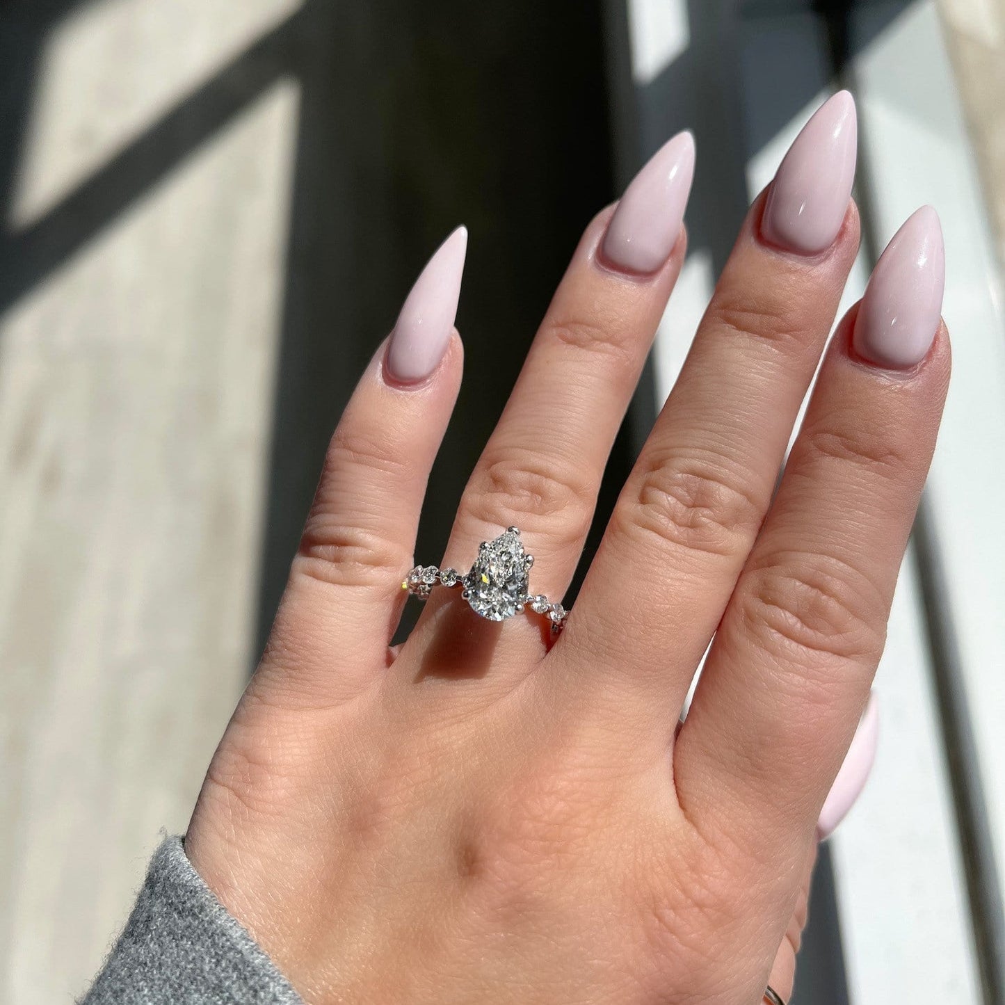 Stunning 2.0 CT Pear Moissanite Engagement Ring with Dainty Pave Design 2