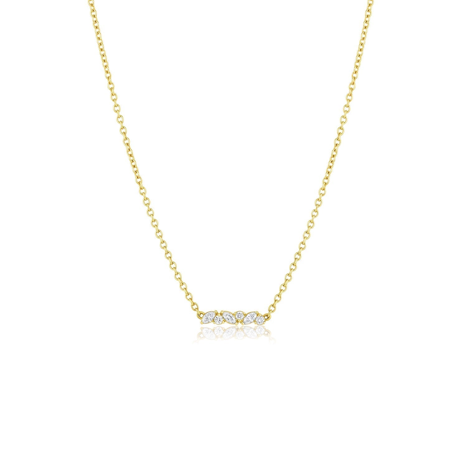 0.10 CT Marquise & Round Moissanite Diamond Cluster Pendant Necklace in Solid Gold 3