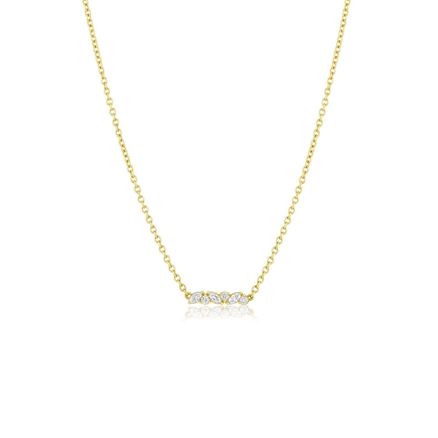 0.10 CT Marquise & Round Moissanite Diamond Cluster Pendant Necklace in Solid Gold 3