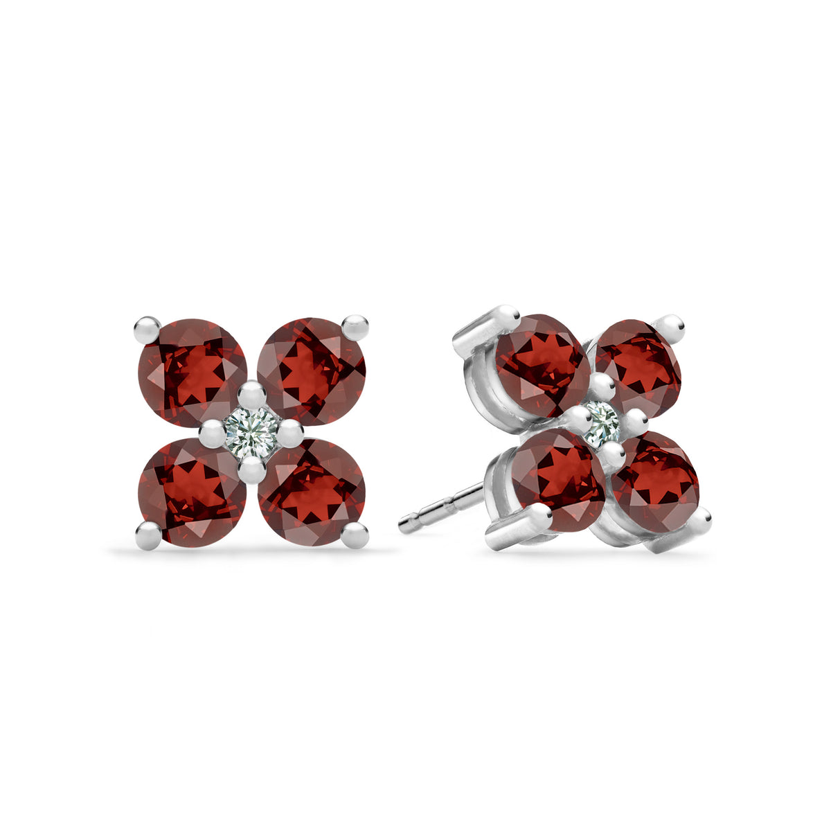 2.5 TCW Round Garnet Lab Made Diamond- January Birthstone Earrings 5