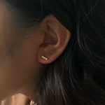 Classic 0.30 TCW Round Cut Moissanite Bar Stud Earrings in Gold 3