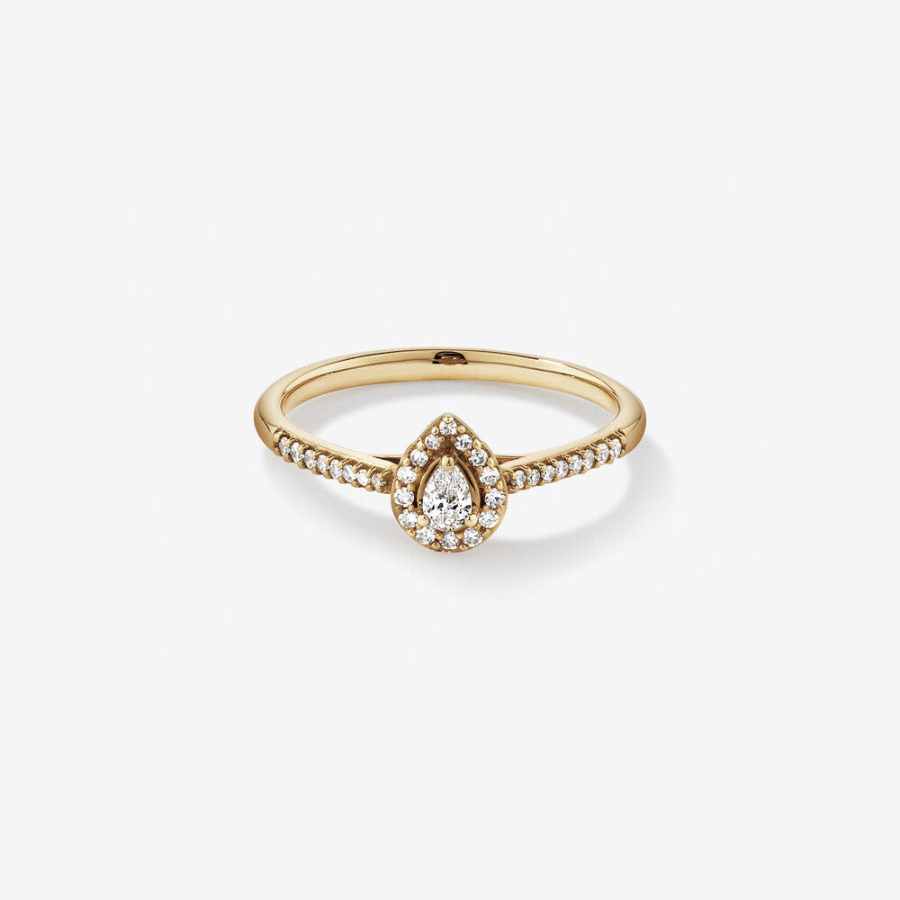 Stunning 0.2 CT Pear Moissanite Engagement Ring with Pave & Halo Design 1