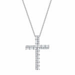 1.0 TCW Round & Baguette Moissanite Diamond Cross Pendant Necklace in Solid Gold 3