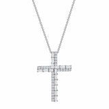 1.0 TCW Round & Baguette Moissanite Diamond Cross Pendant Necklace in Solid Gold 3