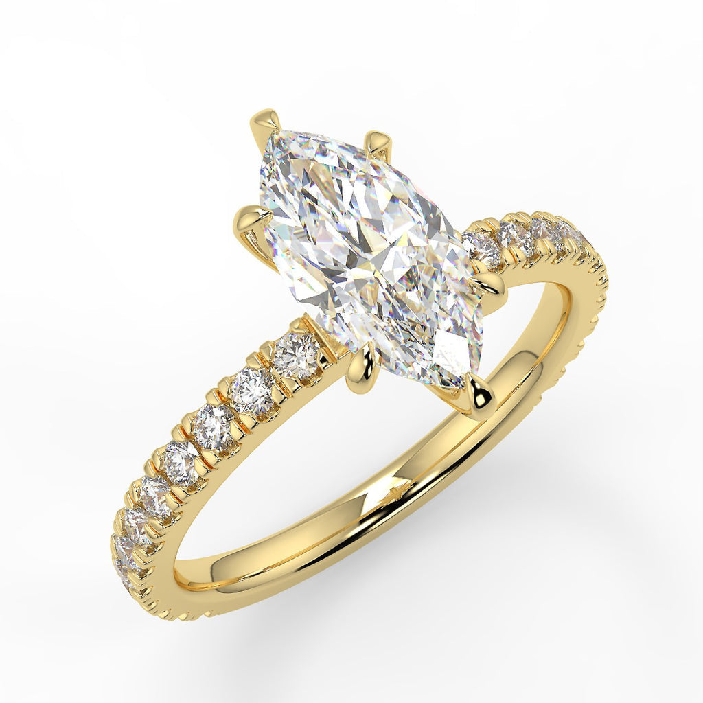 Stunning 1.05 CT Marquise Moissanite Engagement Ring with Pave Design 1