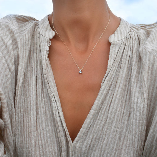 0.15 CT Round Aquamarine Lab Made Diamond- March Birthstone Necklace 2