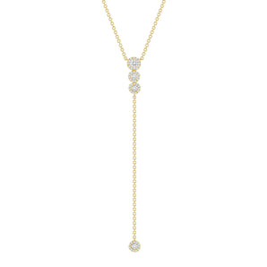 0.50 CT Round Moissanite Diamond Lariat Necklace in Solid Gold