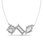 0.70 TCW Round, Marquise & Baguette Moissanite Diamond Three Stone Pendant Necklace in Solid Gold 5
