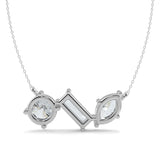 0.70 TCW Round, Marquise & Baguette Moissanite Diamond Three Stone Pendant Necklace in Solid Gold 5