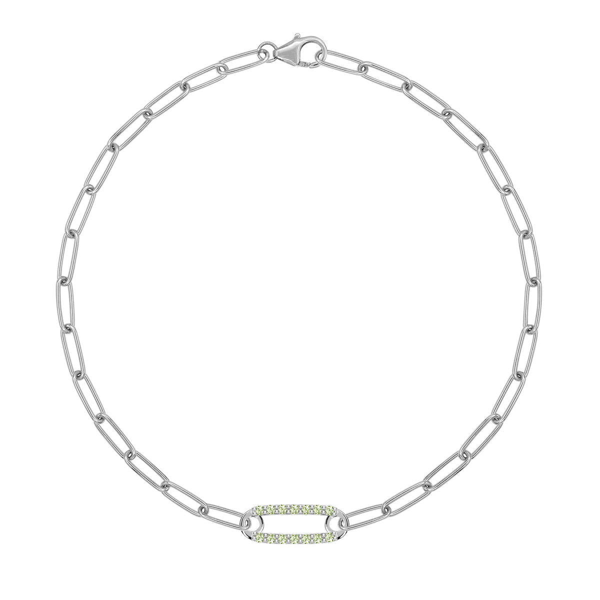 0.42 TCW Round Peridot Lab Made Diamond- August Birthstone Bracelet 9
