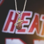 2 CT Round Moissanite Miami Heat Logo Silver Pendant for Him 1