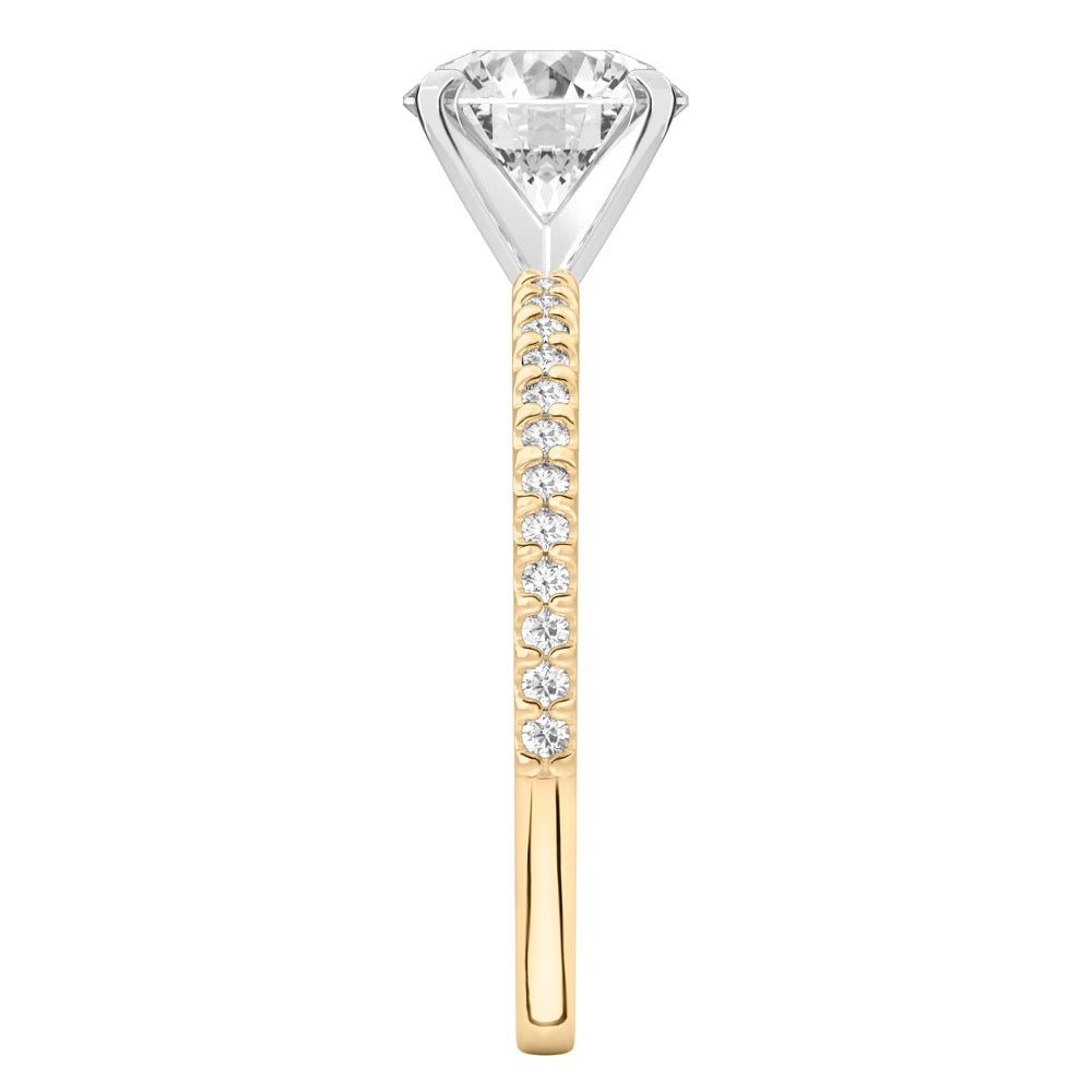 Stunning 1.0- 2.0 CT Round Moissanite Engagement Ring with Two Tone & Pave Design 4