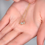 0.50 CT Round & Pear Moissanite Diamond Two Stone Pendant Necklace in Solid Gold 3