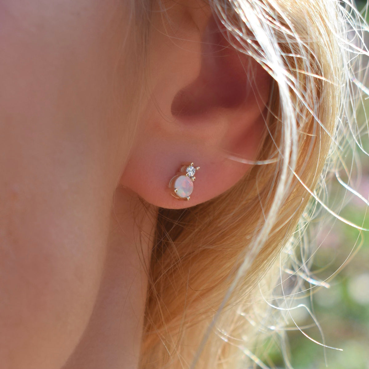 0.41 TCW CT Round Opal Lab Made Diamond- October Birthstone Studs 8