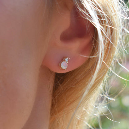 0.41 TCW CT Round Opal Lab Made Diamond- October Birthstone Studs 8