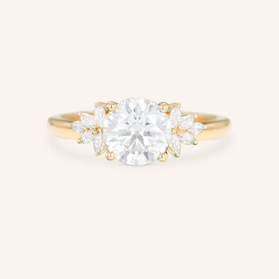Stunning 1.0 CT Round Moissanite Engagement Ring with Cluster Design 1