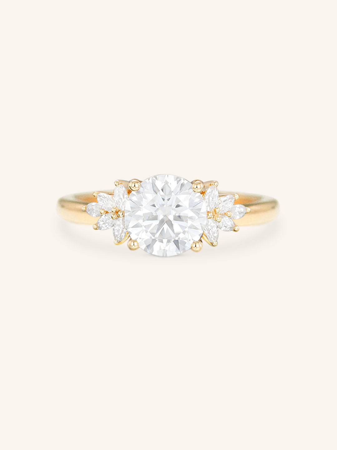 Stunning 1.0 CT Round Moissanite Engagement Ring with Cluster Design 1