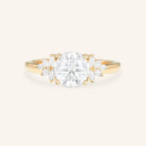Stunning 1.0 CT Round Moissanite Engagement Ring with Cluster Design 1