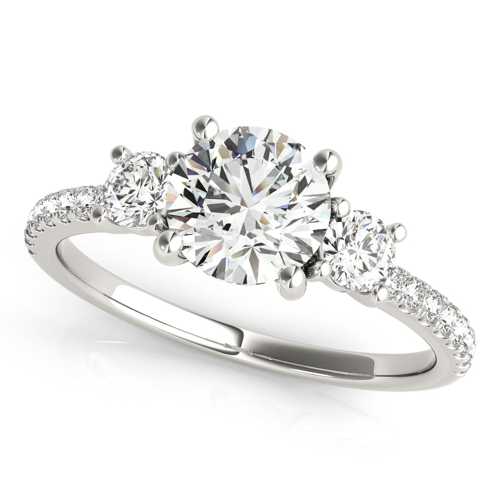 Stunning 0.50-1.50 CT Round Moissanite Engagement Ring With Three Stone & Pave Design 2