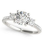 Stunning 0.50-1.50 CT Round Moissanite Engagement Ring With Three Stone & Pave Design 2
