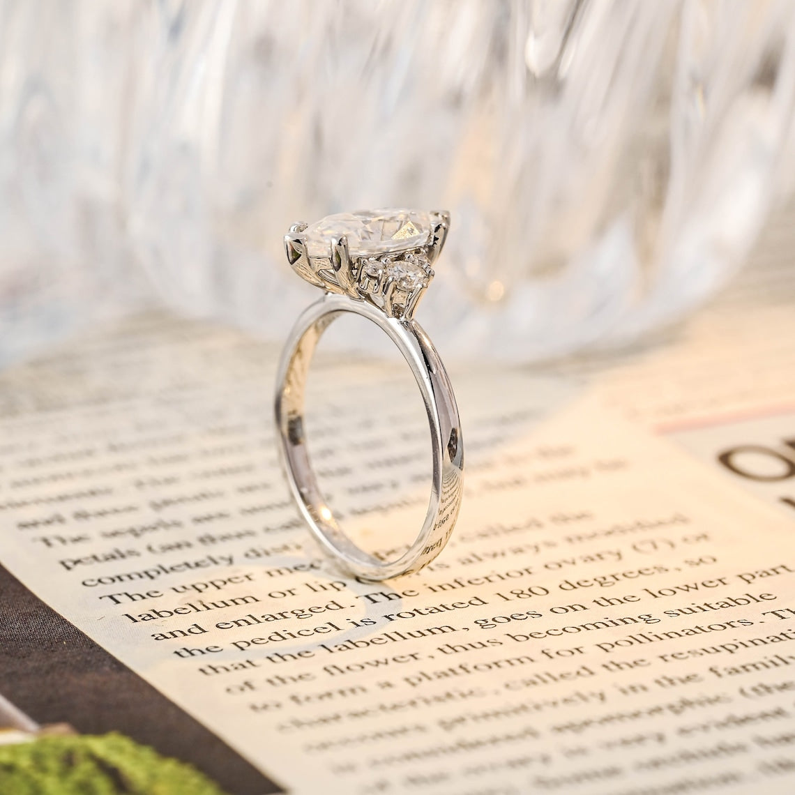 Stunning 3.0 CT Marquise Cut Moissanite Engagement Ring with Cluster Design 6