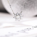 0.50 TCW Round Moissanite Diamond Halo Pendant Necklace in Solid Gold 5