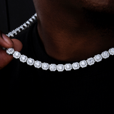 35 CT Round Moissanite Diamond Clustered Tennis Silver Necklace For Him 3
