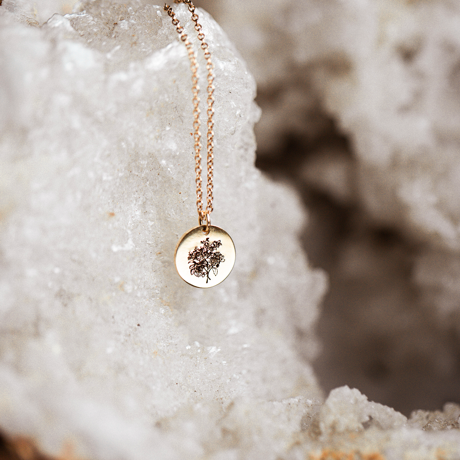 Customize Circle Charm Necklace in Solid Gold 1