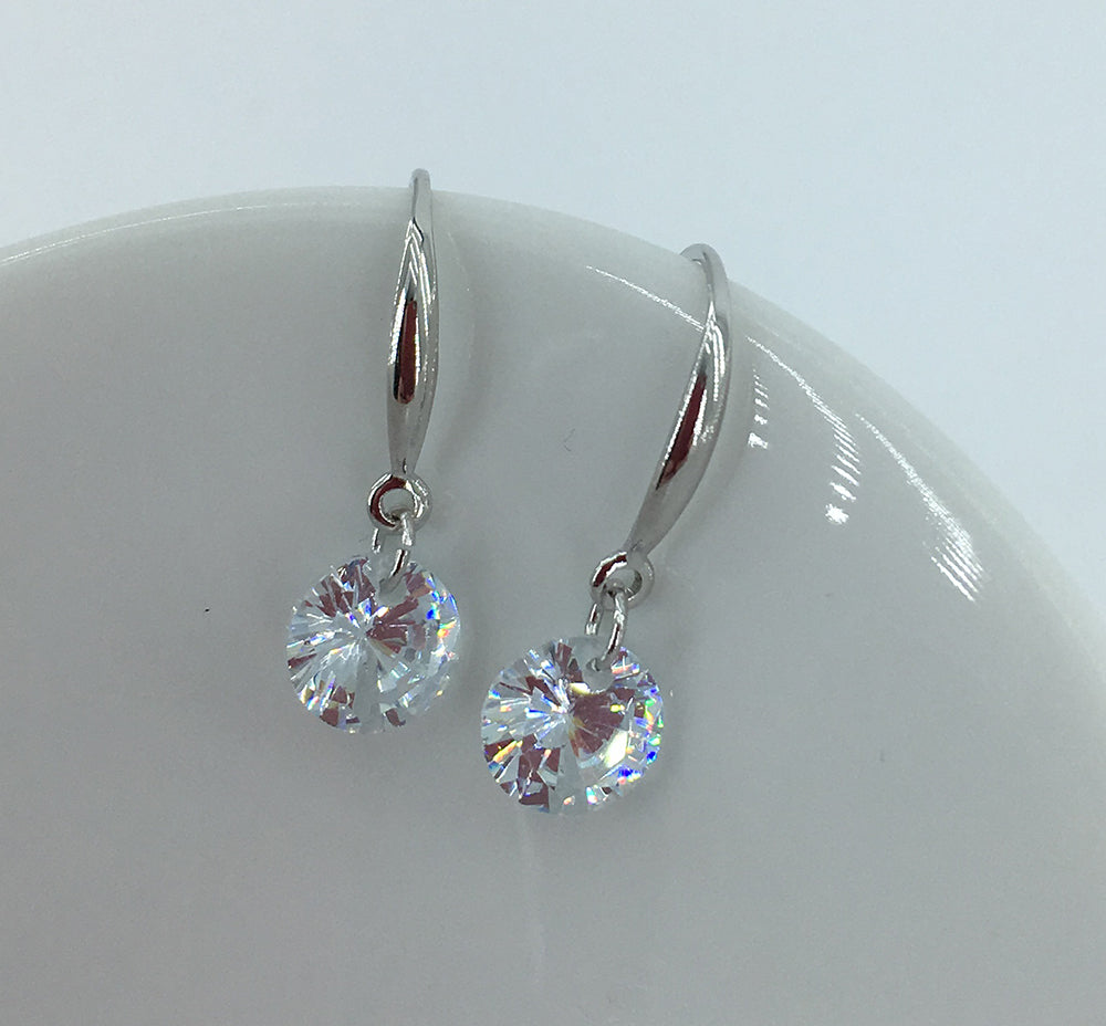 Round Cut Cubic Zirconia in 925 Sterling Silver Earrings 6