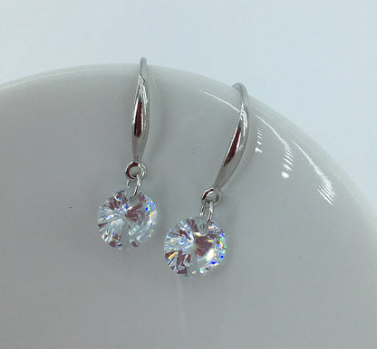Round Cut Cubic Zirconia in 925 Sterling Silver Earrings 6