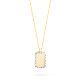 0.10 CT Round Moissanite Diamond Dog Tag Pendant Necklace in Solid Gold 2