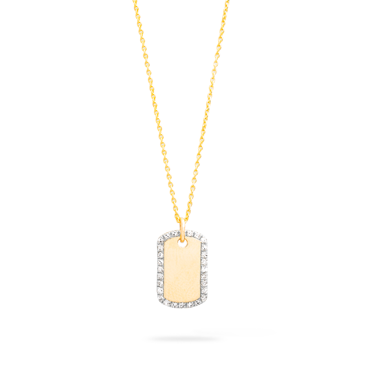 0.10 CT Round Moissanite Diamond Dog Tag Pendant Necklace in Solid Gold 2