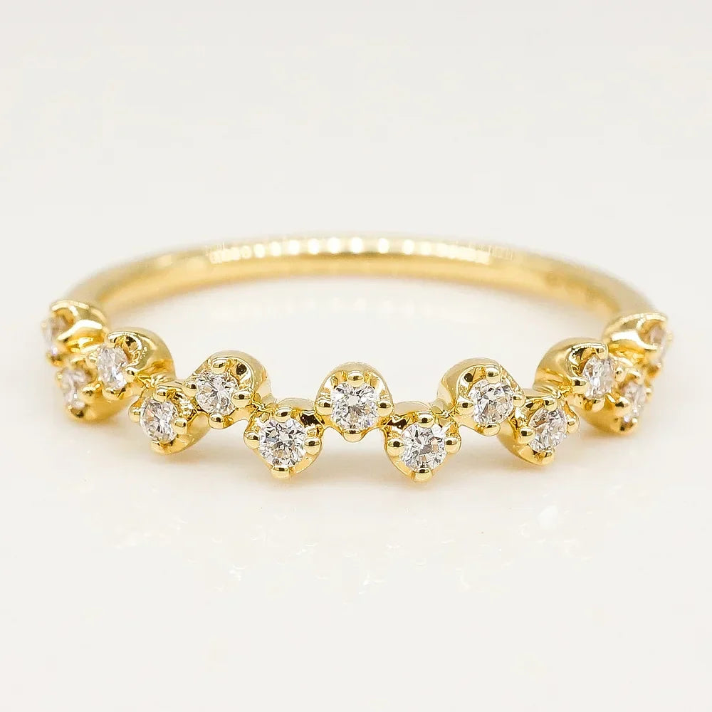 Stunning 0.20 CT Round Cut Moissanite Stones Cluster Wedding Bands 1
