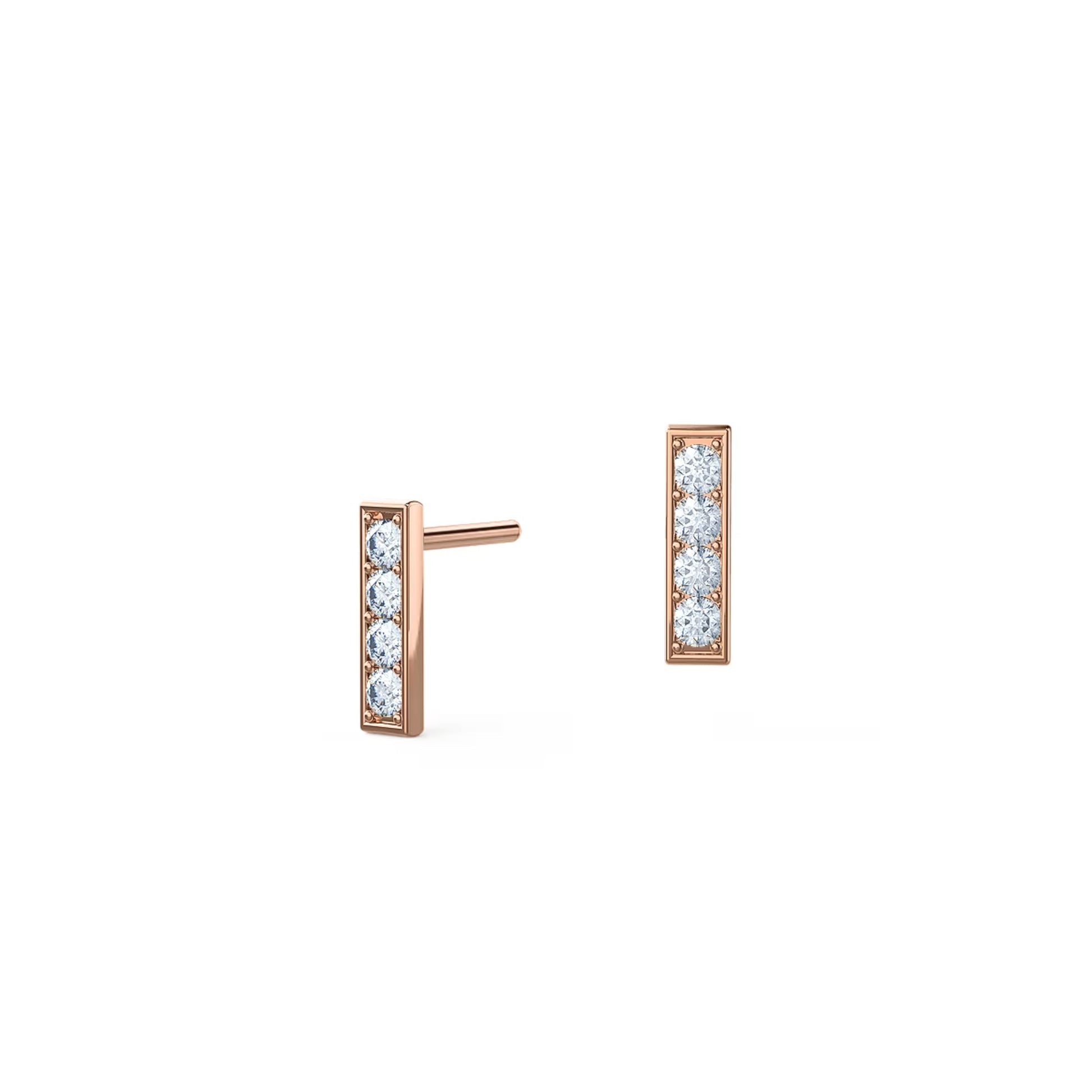 0.50 TCW Round Cut Moissanite Bar Stud Earrings in Gold 7