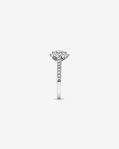 Stunning 0.73 TCW Round Moissanite Engagement Ring With Cluster Design 3
