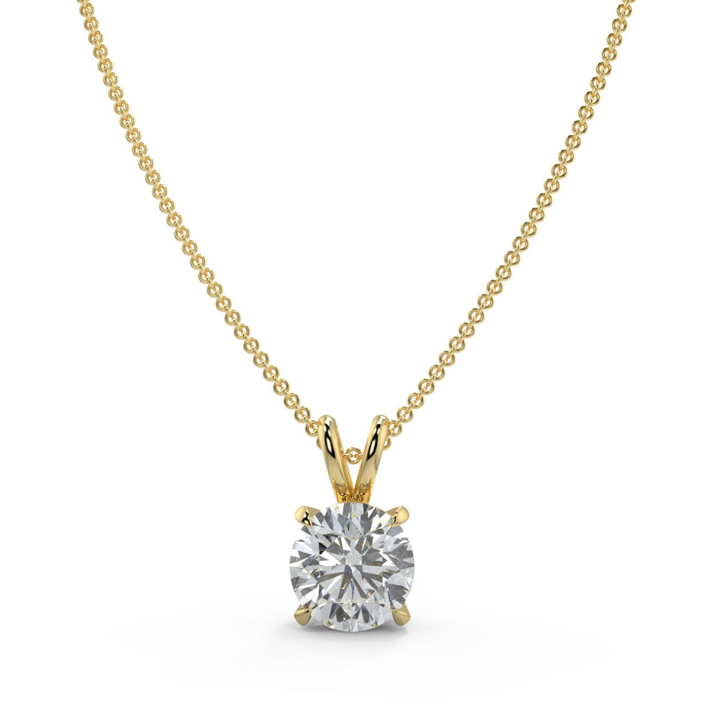 1.0 CT Round Moissanite Diamond Solitaire Pendant Necklace in Solid Gold 1