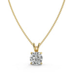 1.0 CT Round Moissanite Diamond Solitaire Pendant Necklace in Solid Gold 1