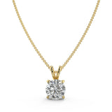 1.0 CT Round Moissanite Diamond Solitaire Pendant Necklace in Solid Gold 1