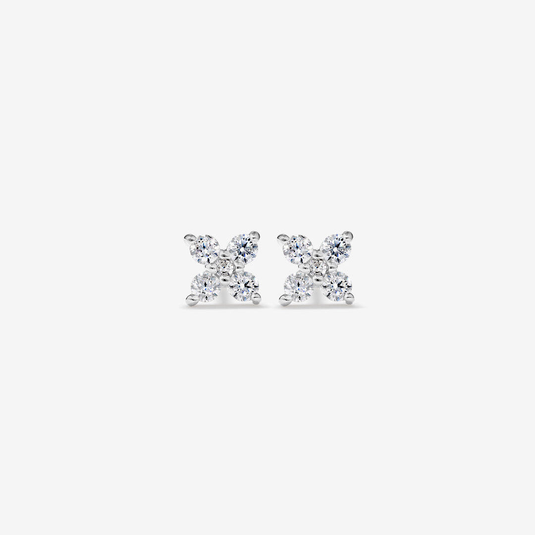 Round Cut Cubic Zirconia in 925 Sterling Silver Earrings 2