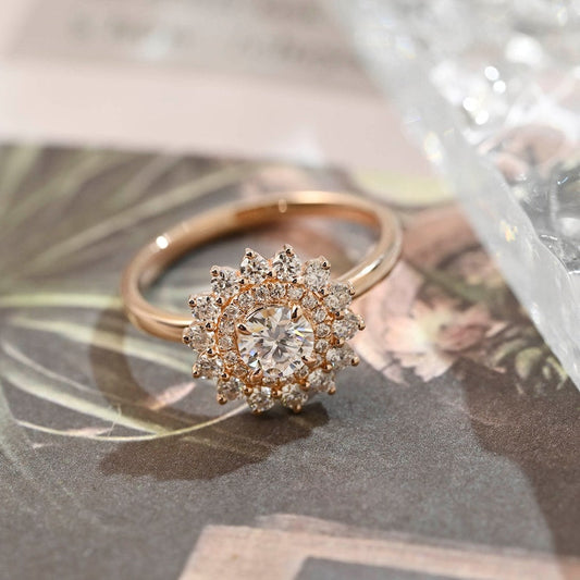 Stunning 2.0 CT Round Moissanite Engagement Ring with Double Halo Design 1