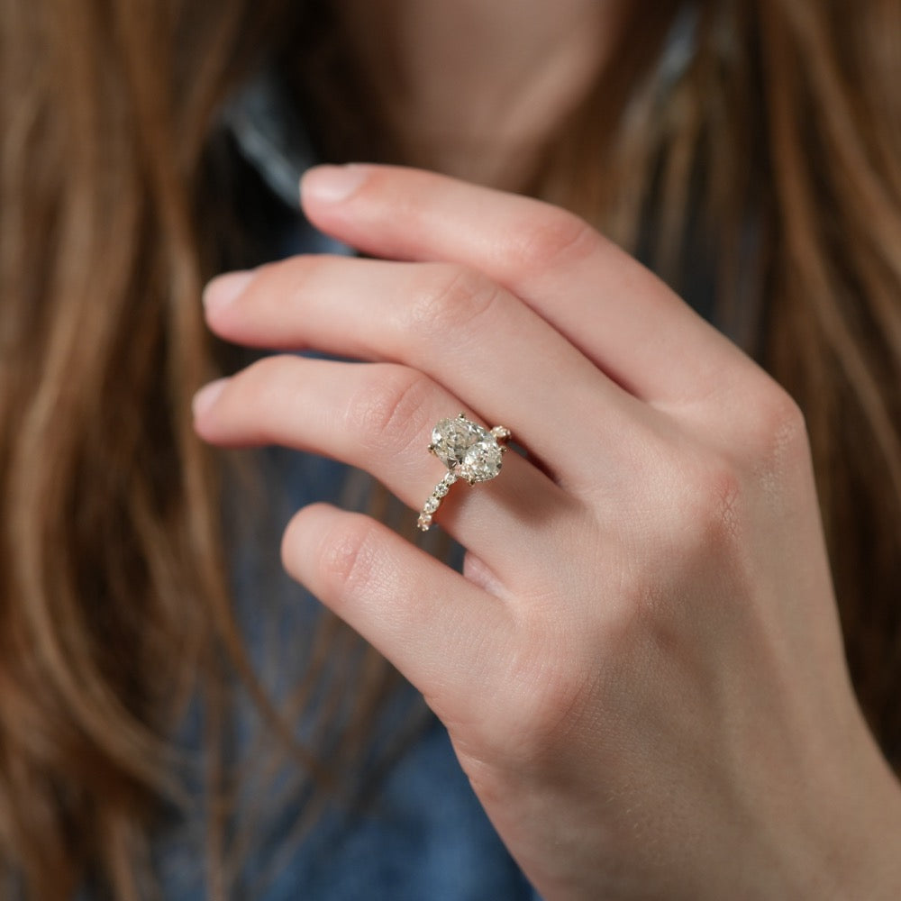 Stunning 1.0- 2.0 CT Round Moissanite Engagement Ring with Hidden Halo & Pave Design 6