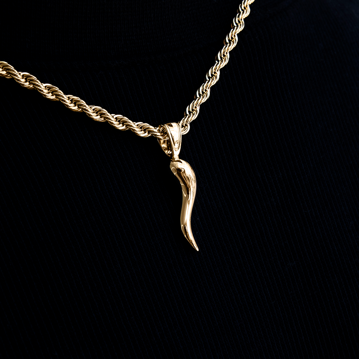 Italian Horn Pendant Silver Pendant for Him 3