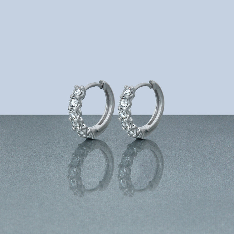 1.0 TCW Round Cut Moissanite Huggies Earrings in Gold 7